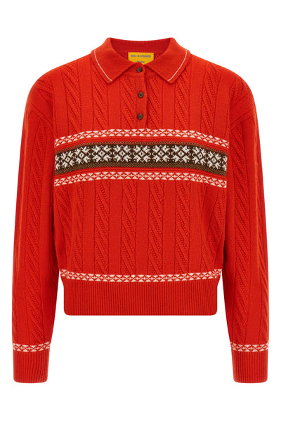 polo cable collegiate collar sweater