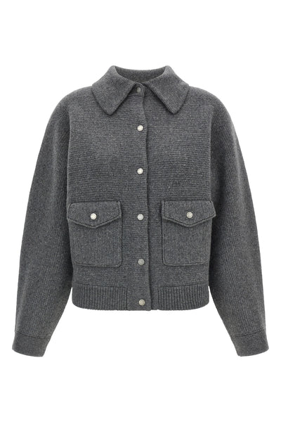 the guest in residence bomber jacket in wool and cashmere felt has a structured
