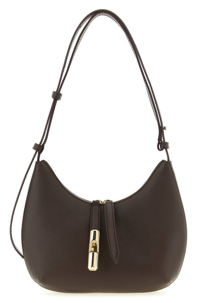 small furla goccia shoulder bag in hammered and smooth leather