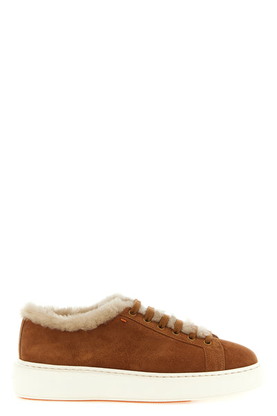 santoni cleanmount sneakers in fine cognac-colored suede stand out for a low-t