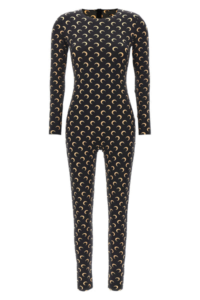 moon printed stretch fabric catsuit