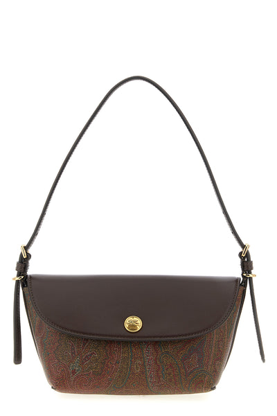 small shoulder bag in matt-grain coated paisley jacquard cotton fabric
