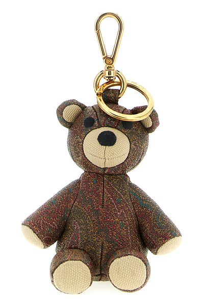arnica bear purse pendant in matt-grain coated paisley jacquard cotton fabric