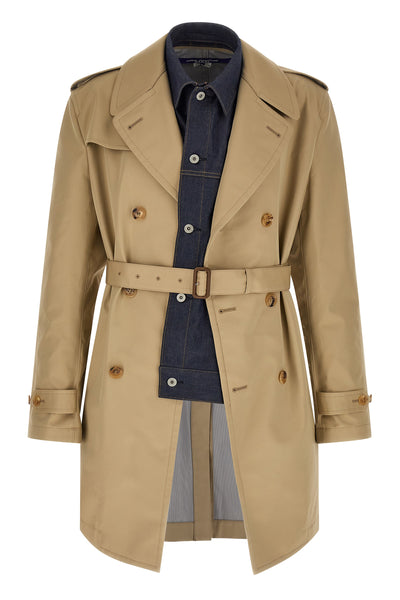 double-breasted cotton gabardine trench coat