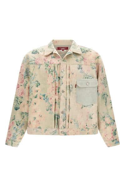 junya watanabe x levis® jacket in floral patterned rayon and linen blend jacqua