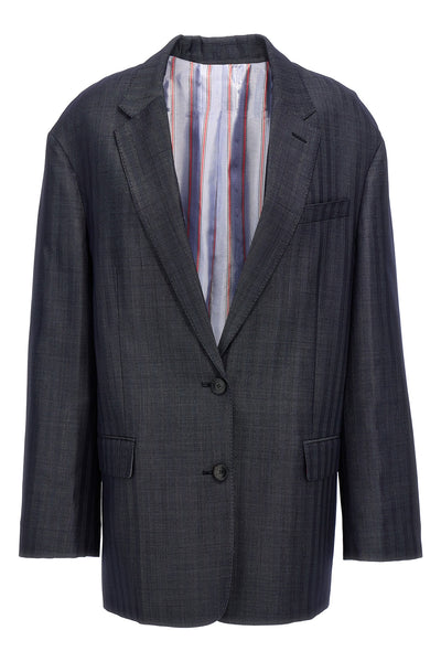 striped single-breasted blazer in wool blend