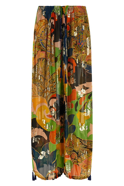 semi-transparent silk trousers