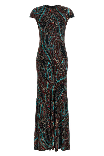 the etro long dress stands out for its flared silhouette that enhances the figur