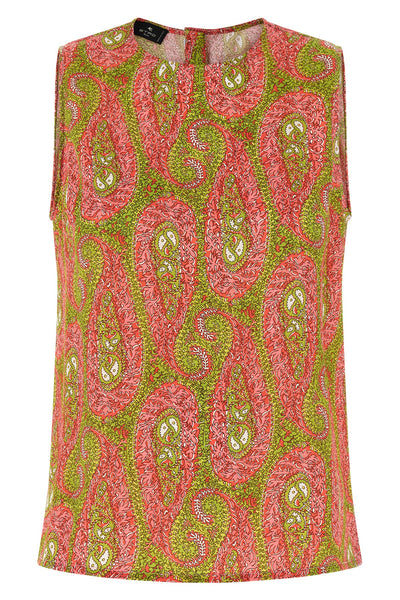 all-over paisley foliage twill fabric fluid top