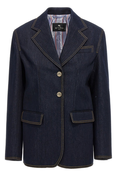 single-breasted denim blazer