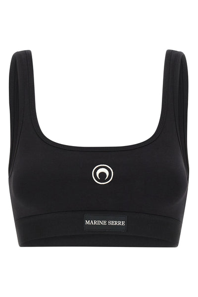 moon logo stretched jersey sport stretch cotton sporty top