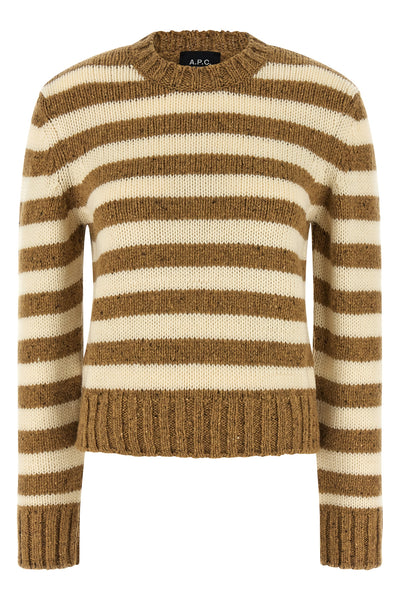 knitted striped virgin wool sweater