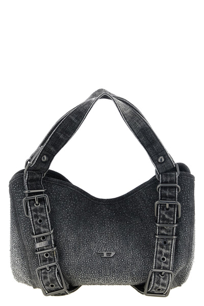 diesels d-one small handbag features a compact structure made of black cotton