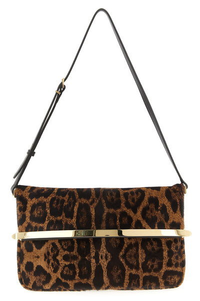 tods magenta bag flap shoulder bag in animal print leather and smooth leather
