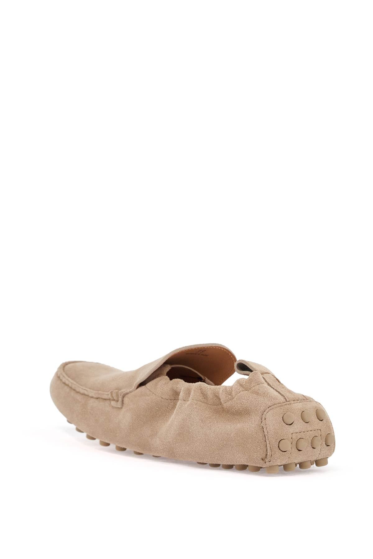gathered leather slippers in cord color