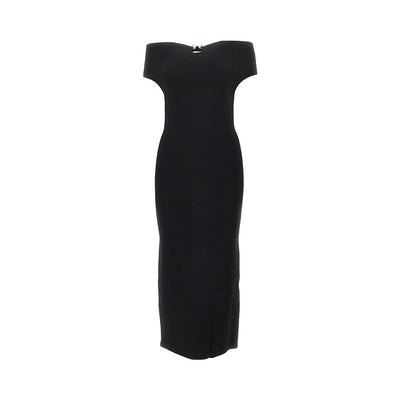 knitted midi dress with metal detail