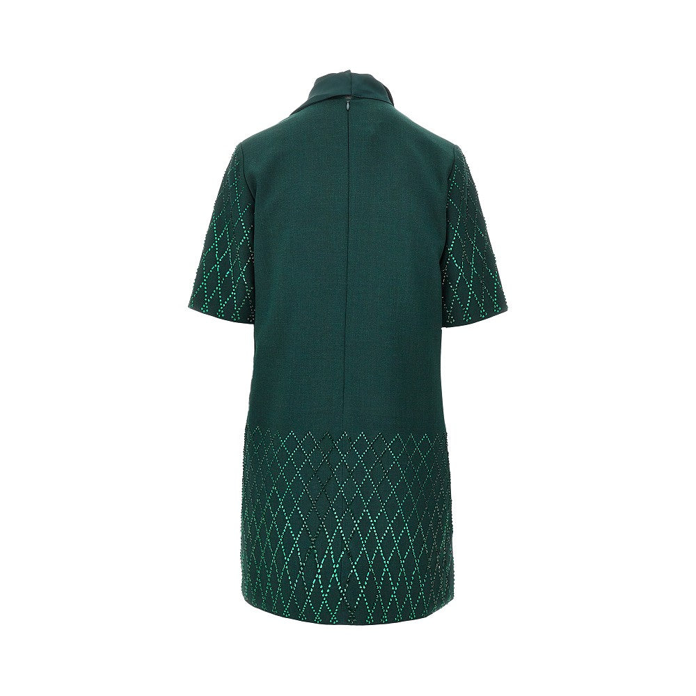 PINKO 40 strass-embellished mini dress with scarf neck