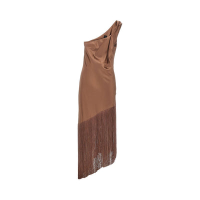 fringed satin midi dress