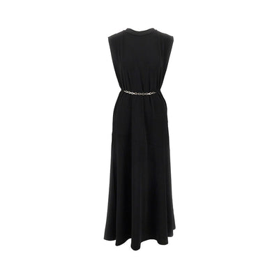 jersey long dress with chain belt