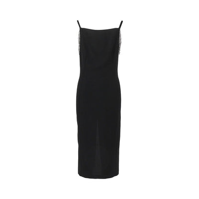 midi dress with jewelled shoulders