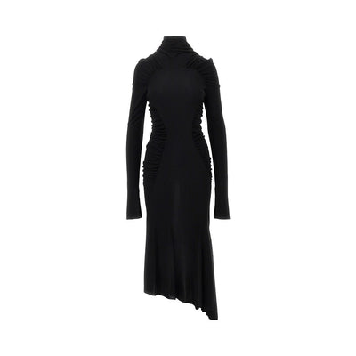 crepe jersey gathered midi dress