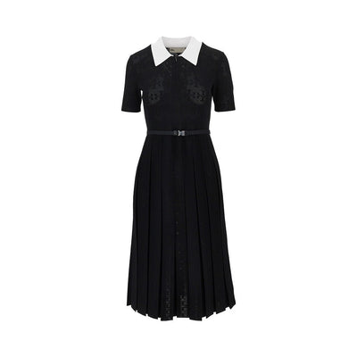 t monogram pointelle knit dress