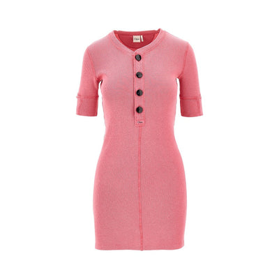 henley ribbed cotton mini dress