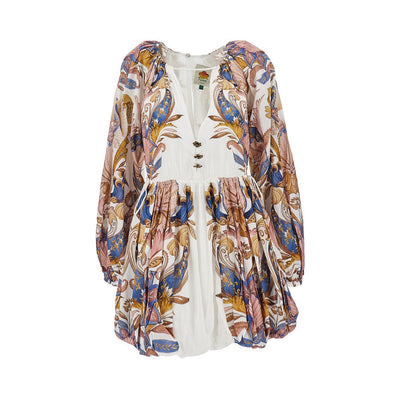 sea garden print cotton-blend mini dress