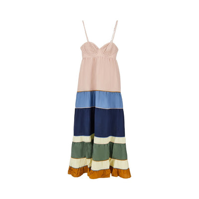 long dress with flounces