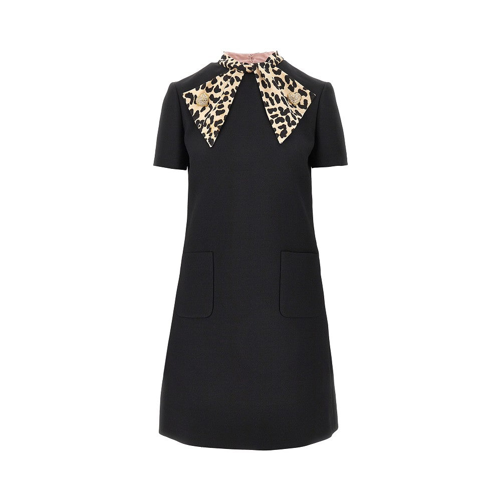 VALENTINO 40 crepe couture mini dress with animalier bow
