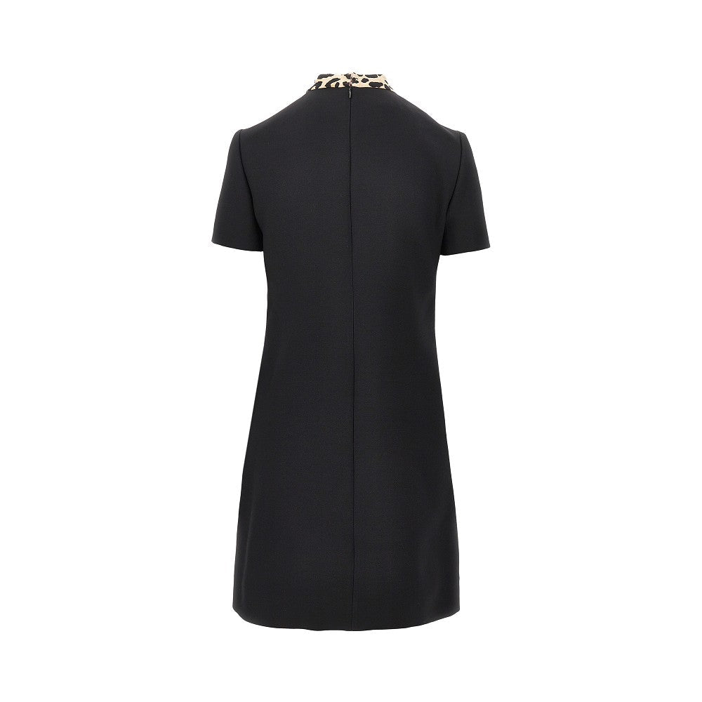 VALENTINO 40 crepe couture mini dress with animalier bow