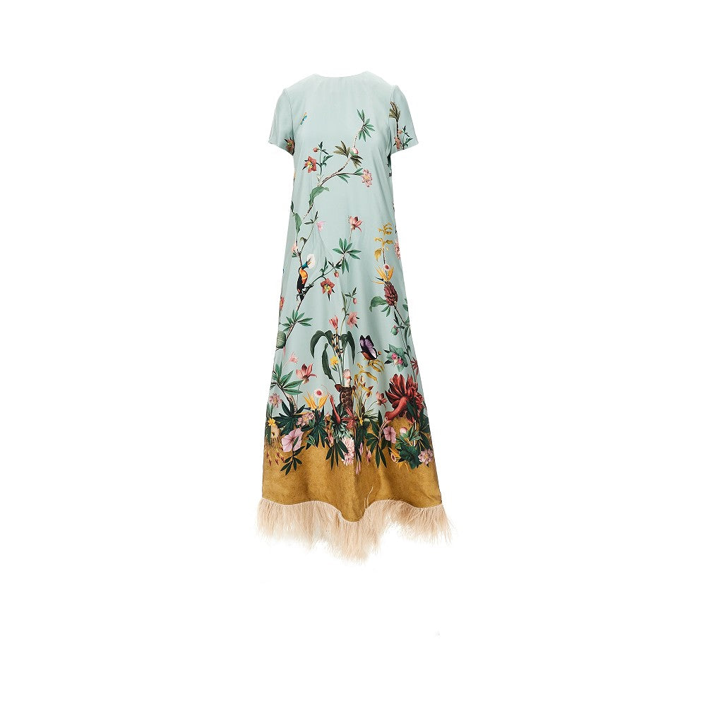 LA DOUBLE J S swing silk dress with feathers