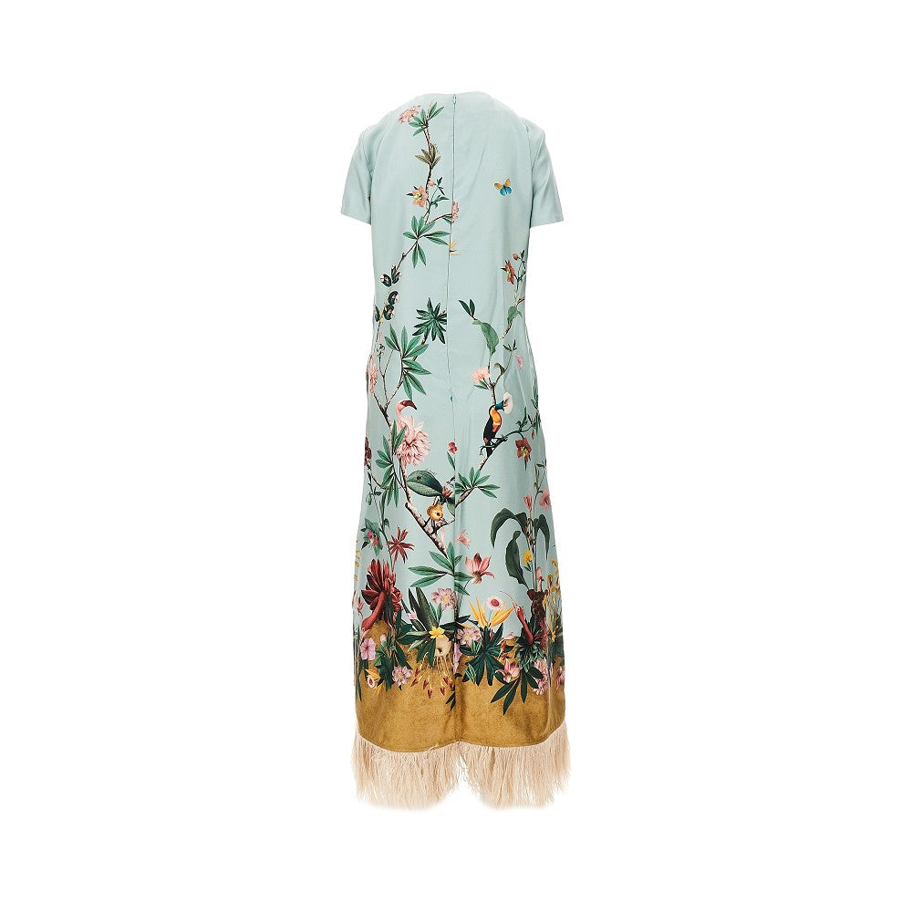 LA DOUBLE J S swing silk dress with feathers
