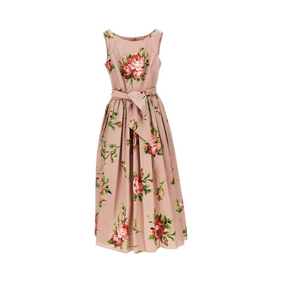 bouquet print cotton midi dress