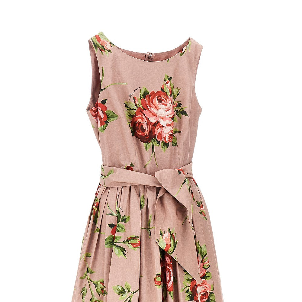 DOLCE&GABBANA 40 bouquet print cotton midi dress