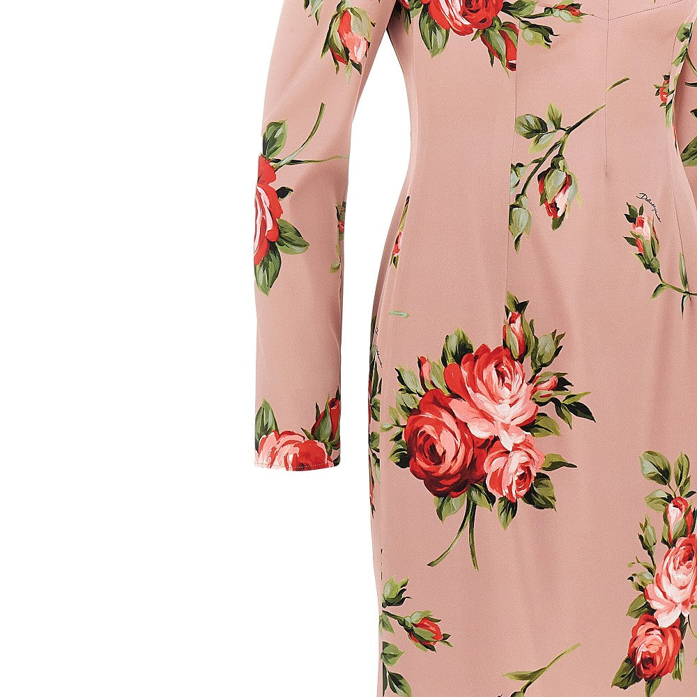 DOLCE&GABBANA 42 roses bouquet print silk dress