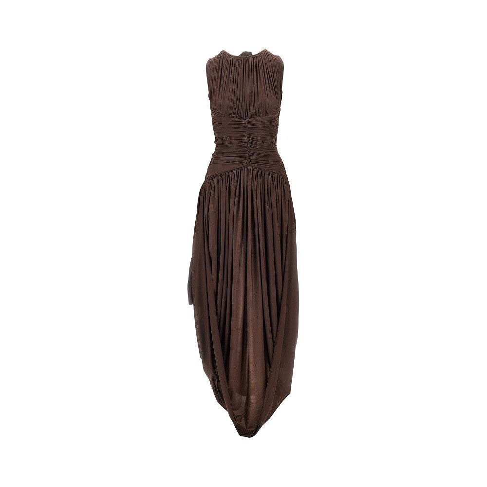 Maygel Coronel Brown Atrio Long Dress – MODECRAZE