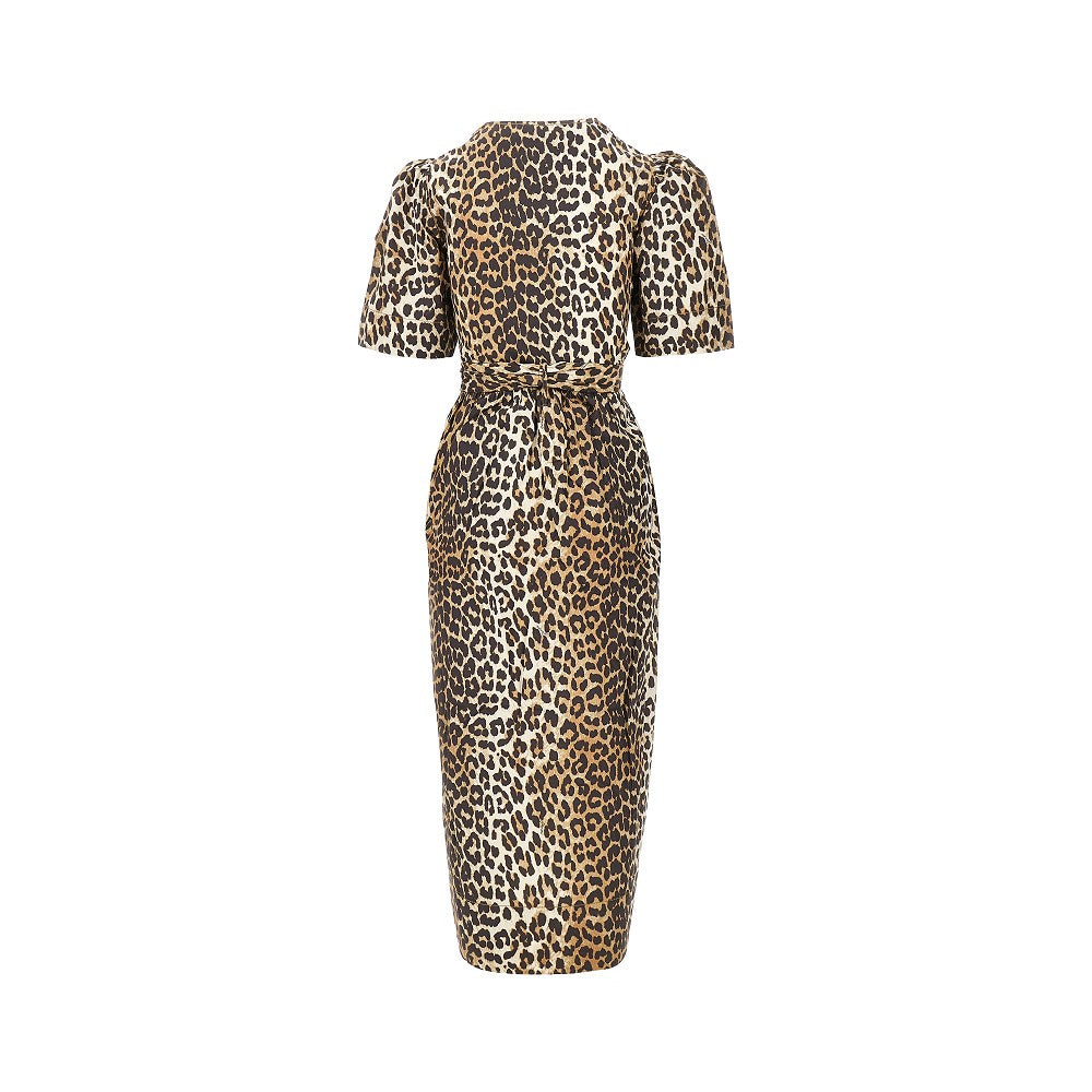 GANNI 36 leopard cotton midi dress