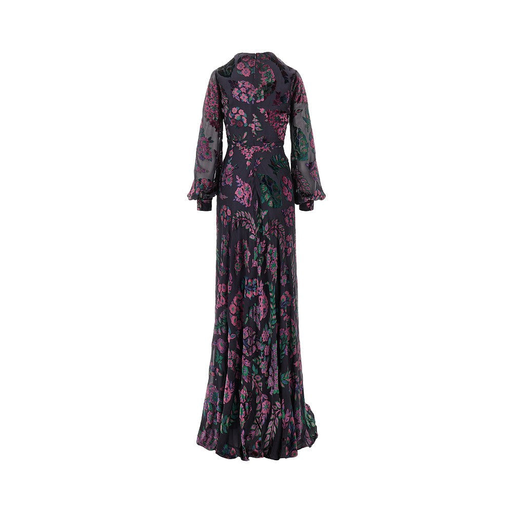 ETRO 44 velvet floral motif long dress