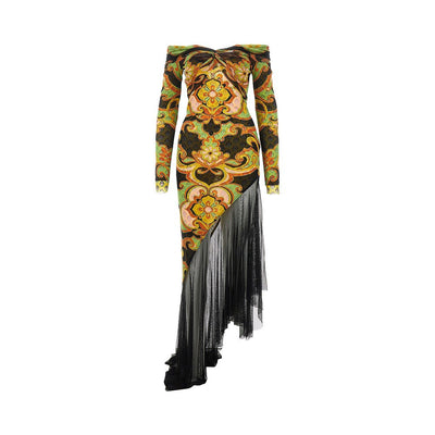 tulle asymmetrical midi dress with flounce