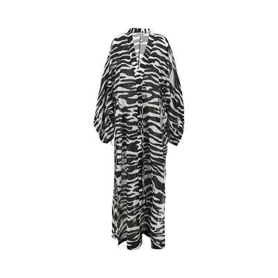 zebra striped muslin long kaftan