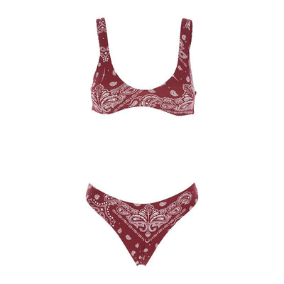 strass-embellished bandana print bikini