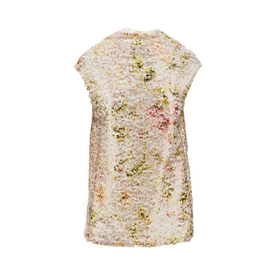 floral-print sequinned top