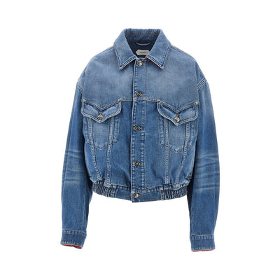 denim blouson with medusa detail