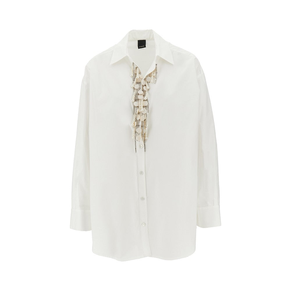 PINKO XS poplin shirt with jewelled v-neck