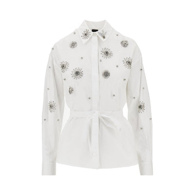 poplin shirt with crystal embroidered details