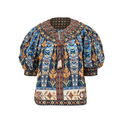 tapestry print cotton blouse