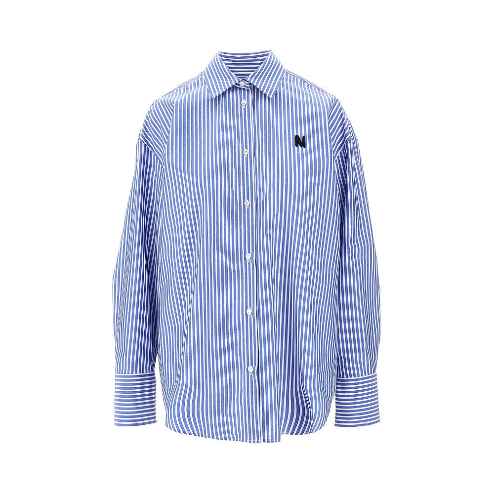 MSGM 40 striped poplin oversized shirt