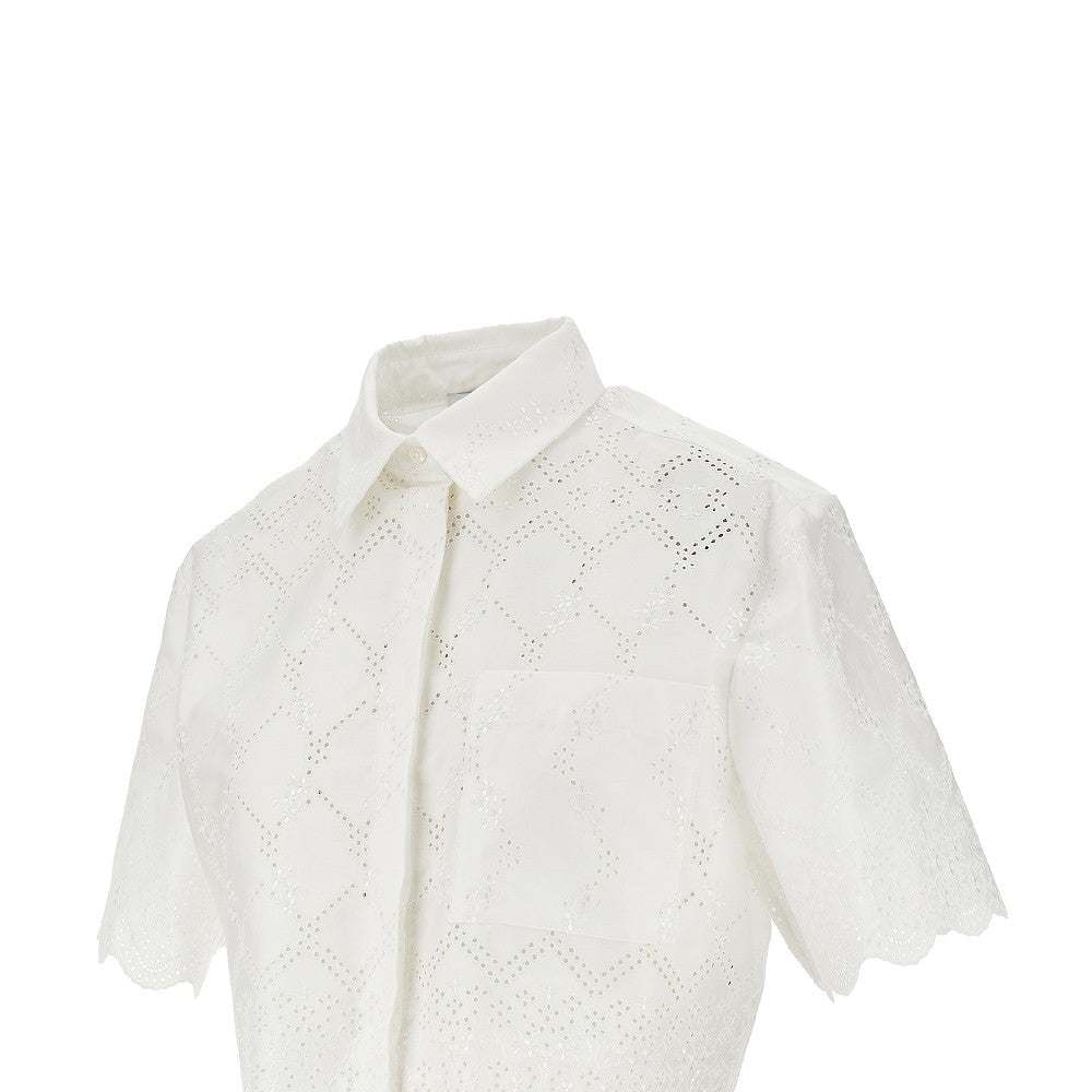 MSGM 38 broderie anglaise cropped shirt