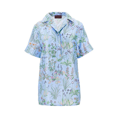 floral print silk twill shirt